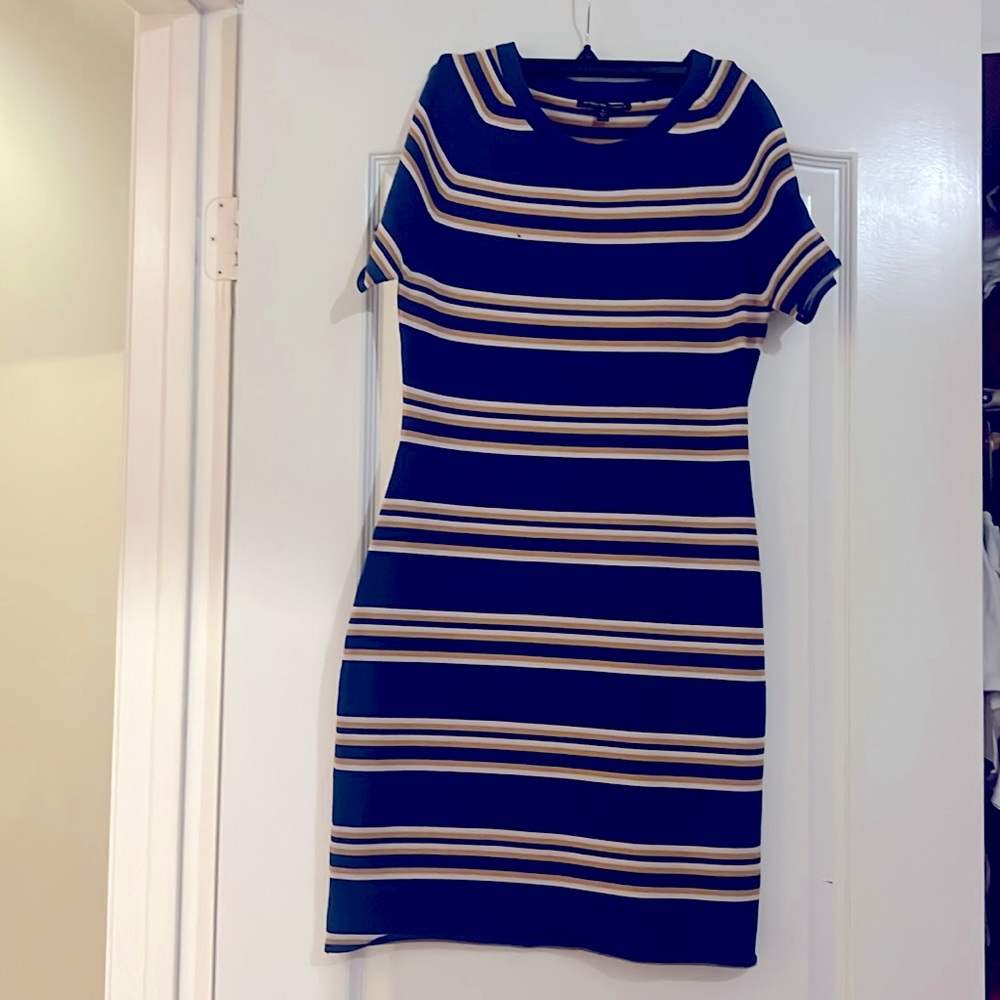 W118 By Walter Baker Teal Stripe Knit Bodycon Dress Size s